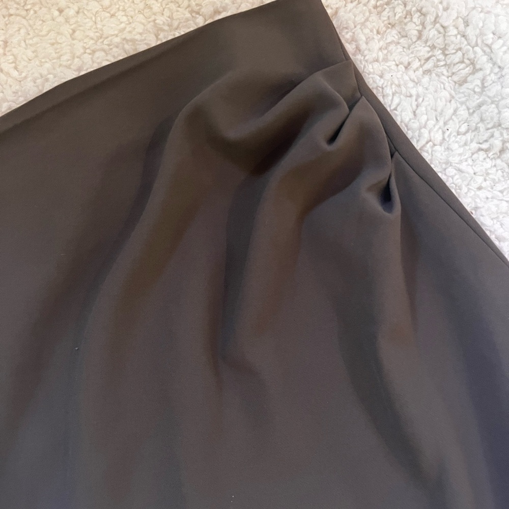 ZARA Olive Green Skirt Asymmetrical Slit Pencil Wiggle Long Midi Edgy Sexy Med - Picture 3 of 7